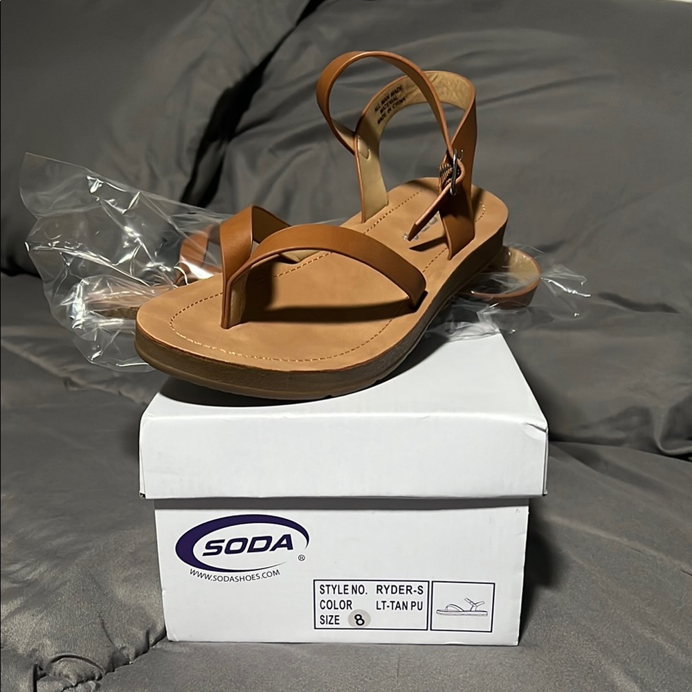 Soda Tan Sandals Minimalist Design Comfortable